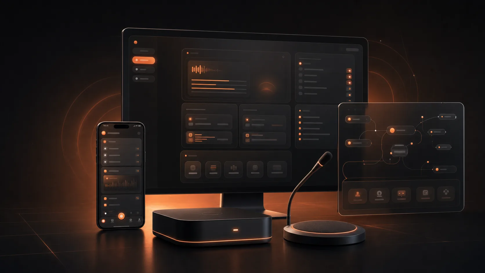 Aural Web、App、会议室终端和外出采集示意